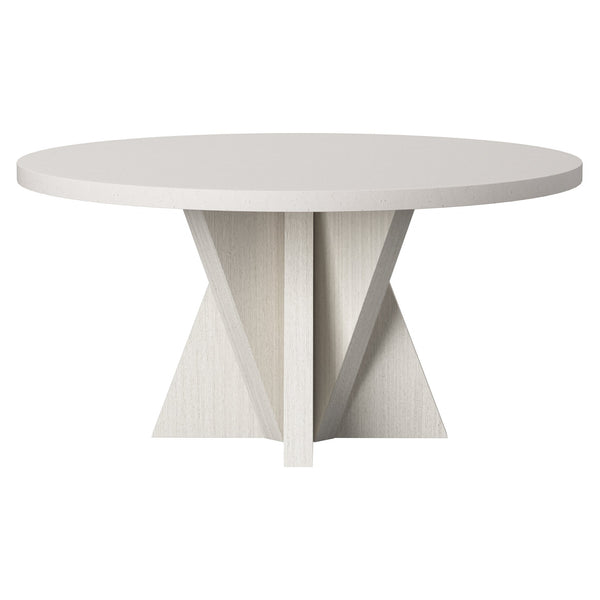 Bernhardt Bernhardt Stratum Sculptural Round Dining Table With Fossil Faux Stone Top & Origami Wood Base, Mist Finish K1892