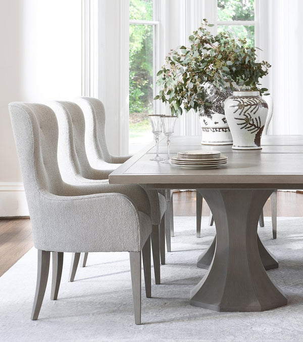 Bernhardt Bernhardt Nebbia Parquetry Dining Table With Stainless Steel Inlay, 88" Expandable Top, Octagonal Bases K1946