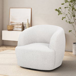English Elm Christopher Knight Home® - Swivel Upholstered Accent Chair with Plush Fabric Comfort and 360° Rotation for Living Rooms White 74240.00WHI
