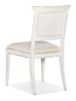 Hooker Furniture Charleston Colonial-Style Upholstered Side Chair With Woven Cane Back, Distressed Magnolia Finish And Comfort Seat White 6750-75410-05