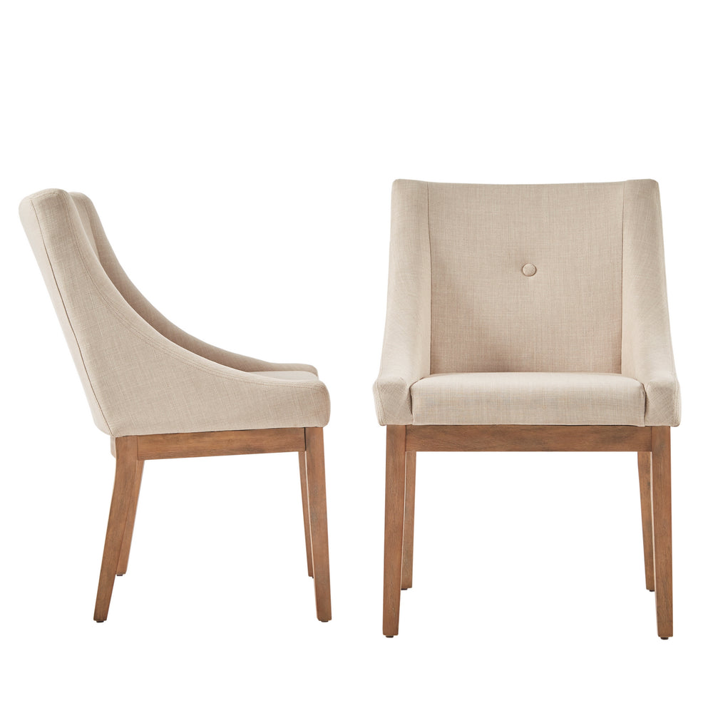 Homelegance By Top-Line Marsean Button Tufted Slope Arm Linen Dining Chairs (Set of 2) Natural Rubberwood