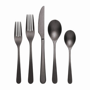 Lenox Oneida Kenbrook Black Tumbled 20 Piece Everyday Flatware Set, Service for 4 Metallic, BLACK METAL 894805