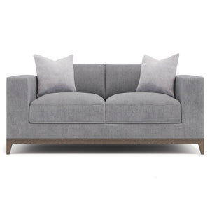 Bernhardt Bernhardt Noel Loveseat In Grey Fabric With Feather-Down Cushions, Low Profile & Portobello Base - Made to Order P7325A