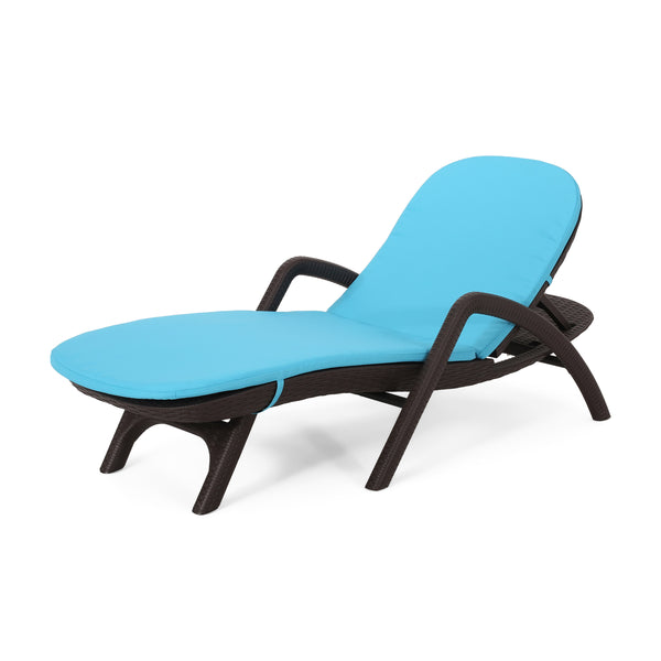 English Elm Christopher Knight Home® - Mikael Chaise Lounge With Cushion - Ergonomic Dark Brown Design For Ultimate Indoor & Outdoor Comfort 70798.00DBLU