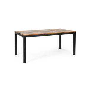 English Elm Lindsey Acacia Wood and Steel Dining Table Seats Six with Slatted Industrial Design 71985.00