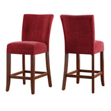 Homelegance By Top-Line Harmonn Classic Upholstered High Back Counter Height Chairs (Set of 2) Red Rubberwood