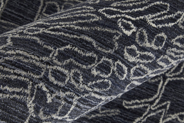 Feizy Rugs Whitton Handwoven Abstract Rug – Modern Viscose And Wool Design For Contemporary Home Decor Black,Gray,Ivory Viscose,Wool Wtn8891fnvyivyg00