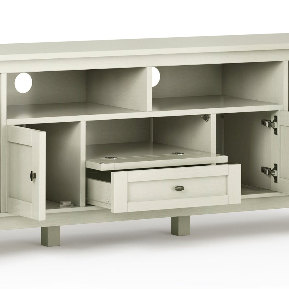 English Elm Warm Shaker 72" Tv Media Stand - Rustic Antique White With Ample Storage & Cable Management Solutions B136P159710-GIGA