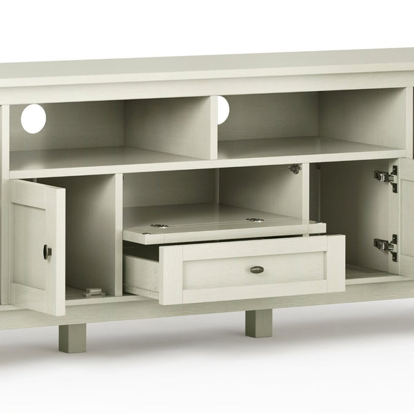 English Elm Warm Shaker 72" Tv Media Stand - Rustic Antique White With Ample Storage & Cable Management Solutions B136P159710-GIGA