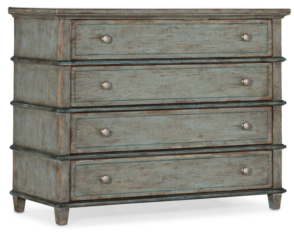 Hooker Furniture Alfresco Costiere Chest Of Drawers — Normandy Blue-Gray Oak Veneer, Hand-Distressed Vintage Charm, 42"W 6025-85003-45