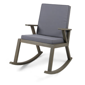 English Elm Champlain Outdoor Acacia Wood Rocking Chair with Cross-back Design and Cushions 62685.00GRY