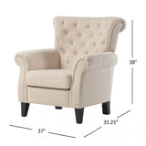 Christopher Knight Home® - Noble House - Greggory Tufted Light Beige Fabric Club Chair