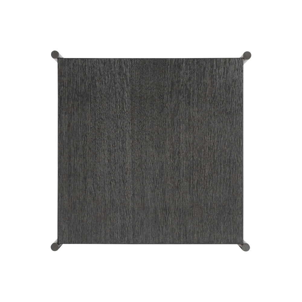 Bernhardt Bernhardt Wire-Brushed Oak Side Table With Textured Steel Base, Floating Top & X-Stretcher Accent 360126