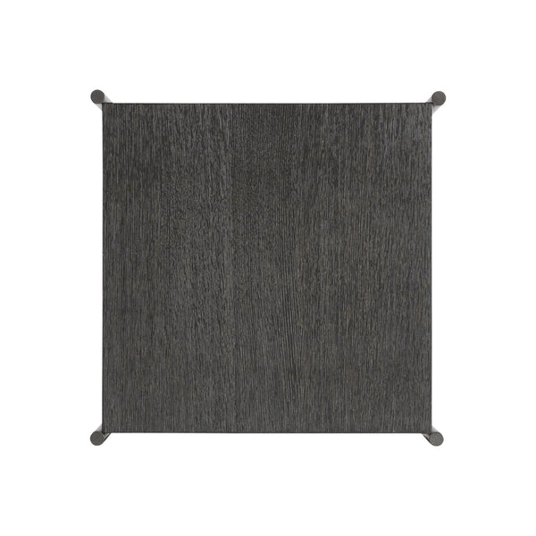 Bernhardt Bernhardt Wire-Brushed Oak Side Table With Textured Steel Base, Floating Top & X-Stretcher Accent 360126