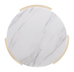 Hooker Furniture Westwood Sculptural Round Side Table With Volakas Stone Top, Polished Oak Base, Modern Accent 6133-80116-80