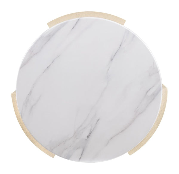 Hooker Furniture Westwood Sculptural Round Side Table With Volakas Stone Top, Polished Oak Base, Modern Accent 6133-80116-80