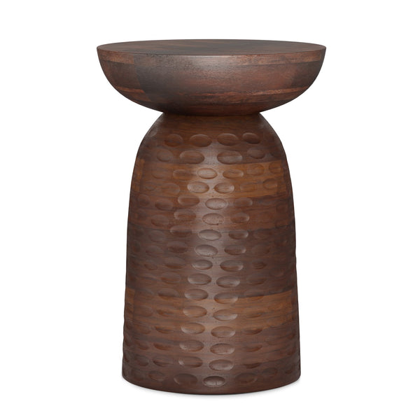 English Elm Boyd Handcrafted 13-Inch Solid Mango Wood Accent Table In Warm Dark Brown For Stylish Spaces B136P158432
