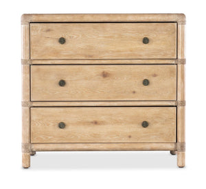 Hooker Furniture Retreat Coastal Rattan Nightstand With Rope-Wrapped Accents, Dune Oak Veneer And Soft Pewter Hardware Light Wood 6950-90216-80