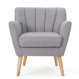 Christopher Knight Home® - Noble House - Merel Mid Century Modern Light Grey Fabric Club Chair