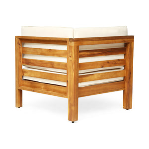 English Elm Oana Outdoor Corner Chair Solid Acacia Hardwood Slat Design with Weather Resistant Cushion 64495.00BGE