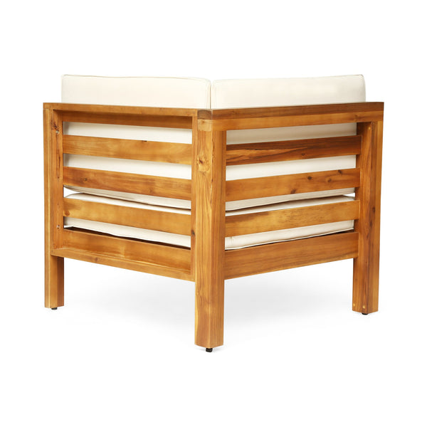 English Elm Oana Outdoor Corner Chair Solid Acacia Hardwood Slat Design with Weather Resistant Cushion 64495.00BGE