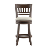 Homelegance By Top-Line Alessandro Linen Lattice Back Swivel Counter Height Stool Beige Rubberwood