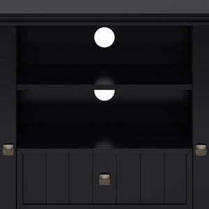 English Elm Acadian Tall TV Media Stand with Tempered Glass Doors, Solid Wood Crafted, Fits Up to 60" TVs Black B136P158299