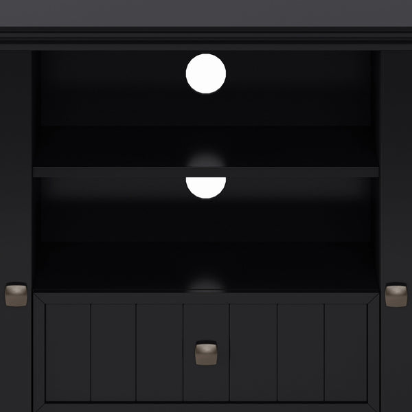 English Elm Acadian Tall TV Media Stand with Tempered Glass Doors, Solid Wood Crafted, Fits Up to 60" TVs Black B136P158299