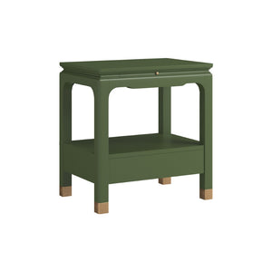 A.R.T. Furniture Eave Bedside Table - Pagoda-Inspired Design with Elegant Storage and Architectural Charm for Bedrooms Green 436140-1865