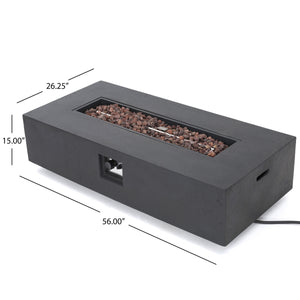 English Elm 50000 Btu Rectangular Mgo Concrete Propane Fire Table for Outdoor Patio Gatherings 59242.00-50K_59243.00