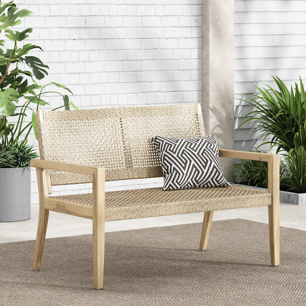 English Elm Christopher Knight Home® - Outdoor Wicker and Acacia Wood Loveseat - Weather-Resistant, Easy Assembly, Coastal Minimalist Design (96) 74229.00MLBRN