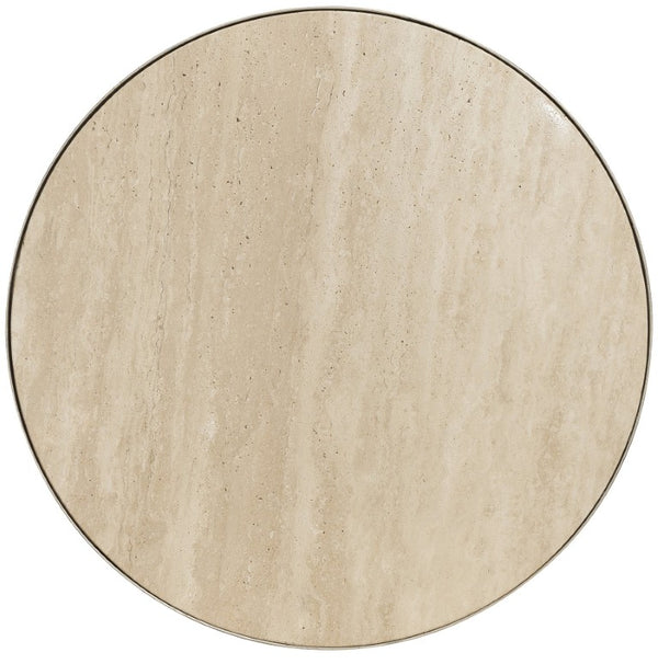 Hooker Furniture Melange Sculptural Travertine End Table With Hair-On-Hide Leather Base And Silver Metal Accents, Luxe Centerpiece 628-50001-00