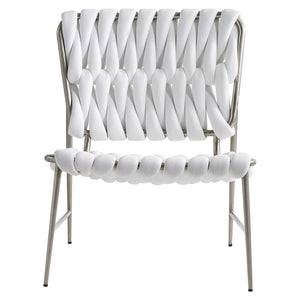 Bernhardt Bernhardt Lido Outdoor Chair With Egret White Filled-Rope Weave, Stainless Frame & Knife-Edge Pillow O4323O