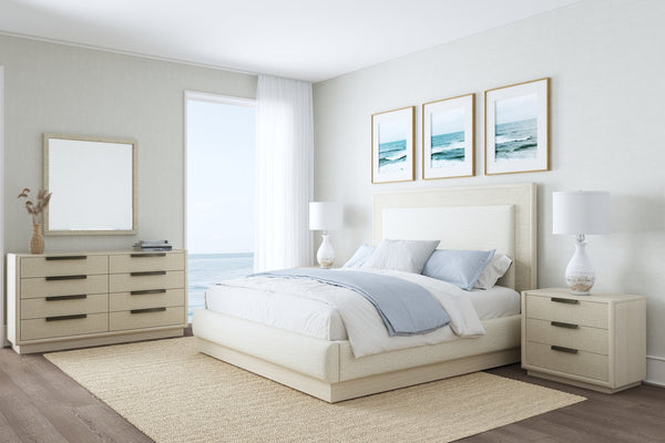 Cotiere Modern Upholstered Panel Bed - Vintage-Inspired Design with Cream Headboard & Neutral Frame