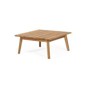 English Elm Crowne Solid Acacia Outdoor Coffee Table Teak Finish Slatted Top Patio Deck Lounge N773P392770B
