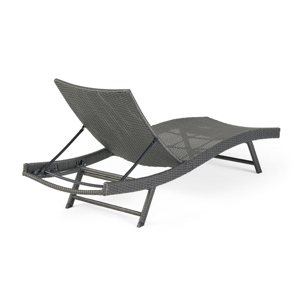 English Elm Christopher Knight Home® - Kauai Pe Wicker Chaise Lounge Set - Stylish, Adjustable Outdoor Seating For Ultimate Relaxation! 54087.00GRYMP2