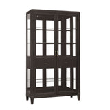 West End Loft Curio with Drawers Brown with Tuxedo Finish P361305 Pulaski Furniture