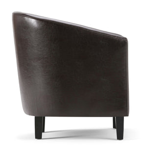 English Elm Austin Tub Chair - Stylish Brown Vegan Faux Leather Accent For Living Rooms & Offices Comfortably B136P159636