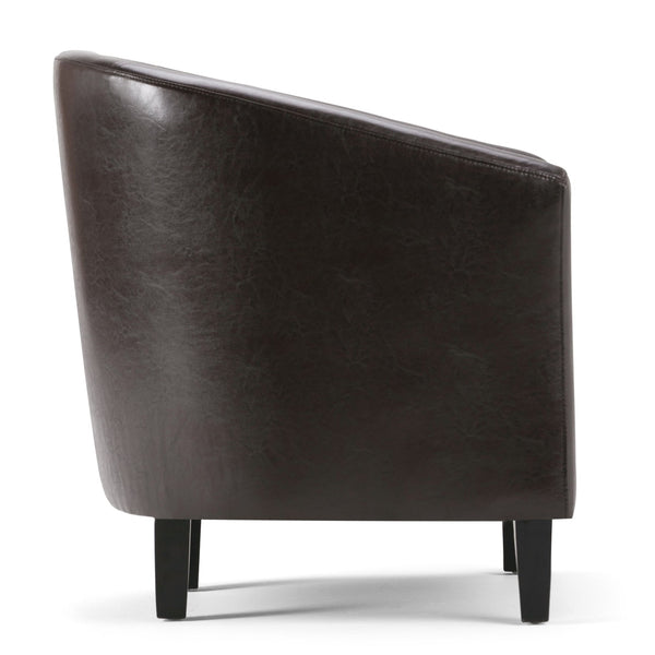 English Elm Austin Tub Chair - Stylish Brown Vegan Faux Leather Accent For Living Rooms & Offices Comfortably B136P159636
