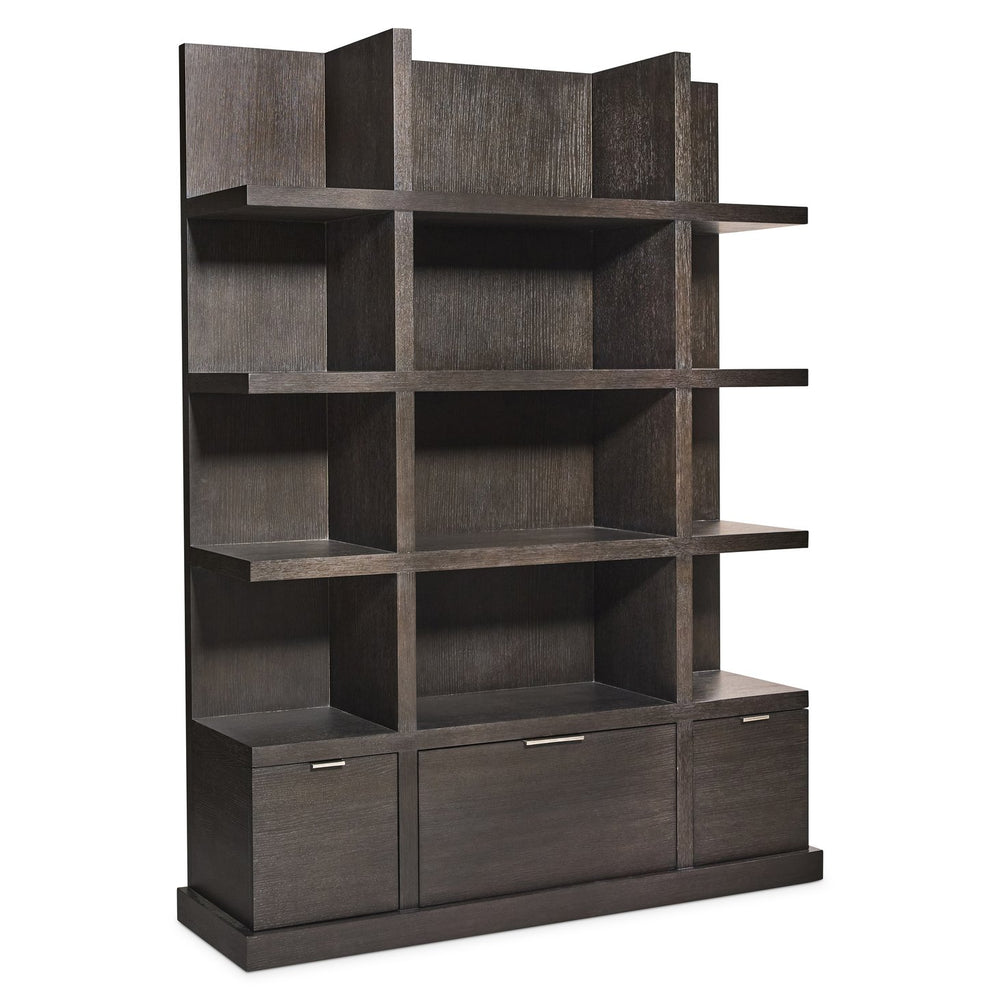 Bernhardt Bernhardt Geneve Wire-brushed Oak Etagere with Open Shelves and Soft-close Drawers 392820