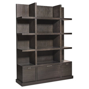 Bernhardt Bernhardt Geneve Wire-brushed Oak Etagere with Open Shelves and Soft-close Drawers 392820