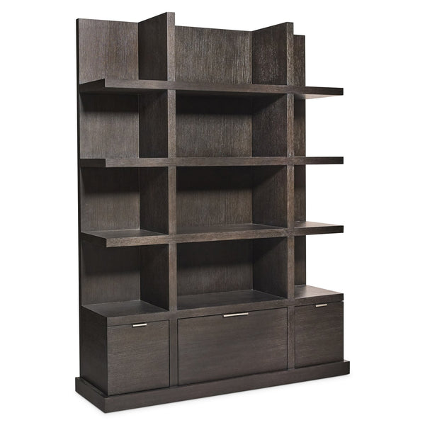 Bernhardt Bernhardt Geneve Wire-brushed Oak Etagere with Open Shelves and Soft-close Drawers 392820