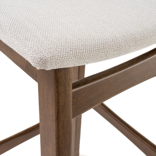 English Elm Christopher Knight Home® - Bar Stool Set Of 2 - Mid-Century Modern Light Beige Fabric With Walnut Legs For Kitchen & Home Bar 58922.00WNT