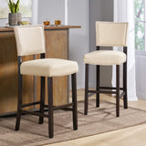 Christopher Knight Home® - Noble House - Mayfield Contemporary Linen Barstool, Dark Beige and Wenge - Set of 2