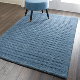 Nourison Perris PERR1 Handmade Woven No Border Indoor Only Contemporary  Rug Navy, Dark Blue 100% Wool 99446225122