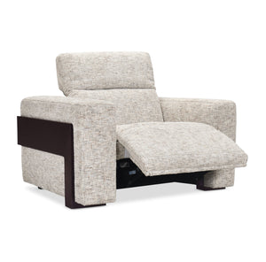 Hooker Furniture Atlas Chenille Power Recliner with Motorized Headrest and Ebony Wood Accent Trim SS444-PH1-415