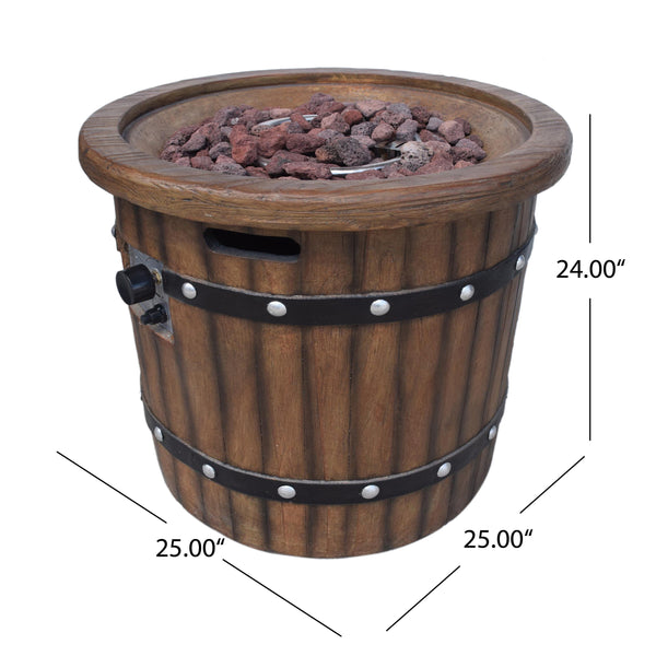 English Elm Round Mgo Concrete Outdoor Fire Pit 40000 Btu Propane Patio Gathering Centerpiece 62229.00DBRN-40K