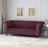 Christopher Knight Home® Chesterfield Style 3-Seater Sofa with Deep Button Tufting & Scrolled Arms for Classic Living Rooms