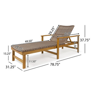 English Elm Hampton Acacia Hardwood Wicker Outdoor Chaise Lounge with Five Reclining Positions 63763.00