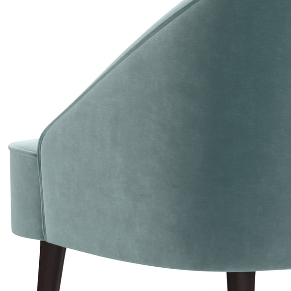 English Elm Harrah Velvet Accent Chair with Tufted Channel Back and Solid Rubberwood Legs, Mid-Century Flair Light Blue B136P158680